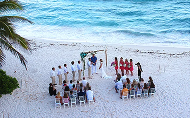 wedding ceremony on the beach in Akumal Mexico